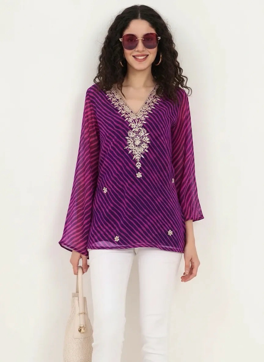 Purple Georgette Short Kurti view 2