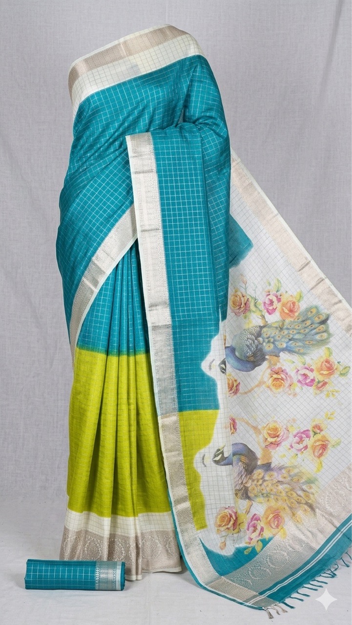 Linen-Finish Balaton Silk Saree