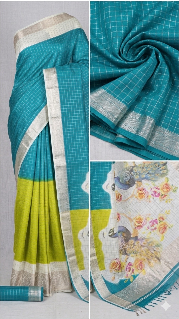 Linen-Finish Balaton Silk Saree view 2