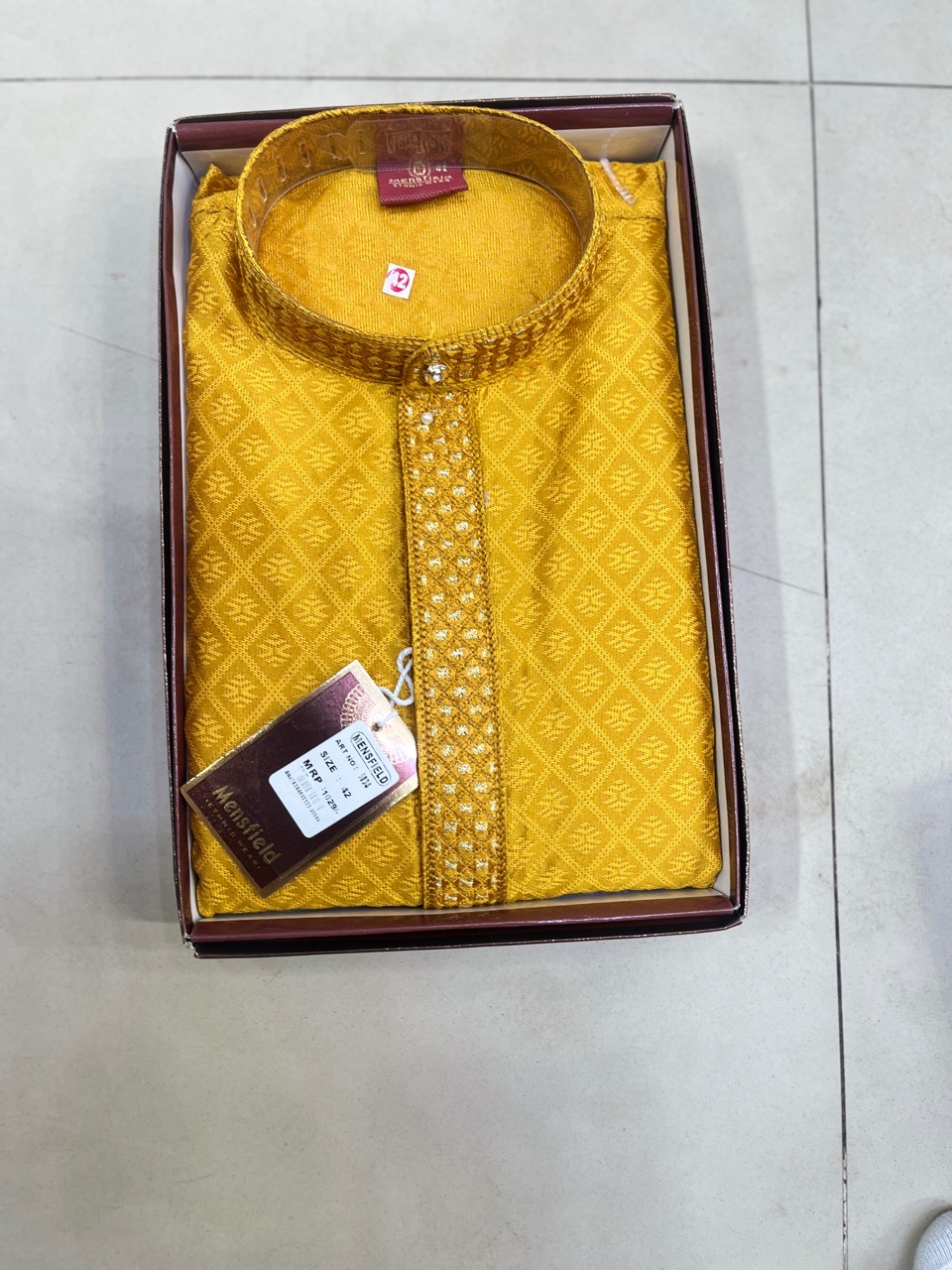 Yellow Jacquard Kurta. ART NO:5034 view 2