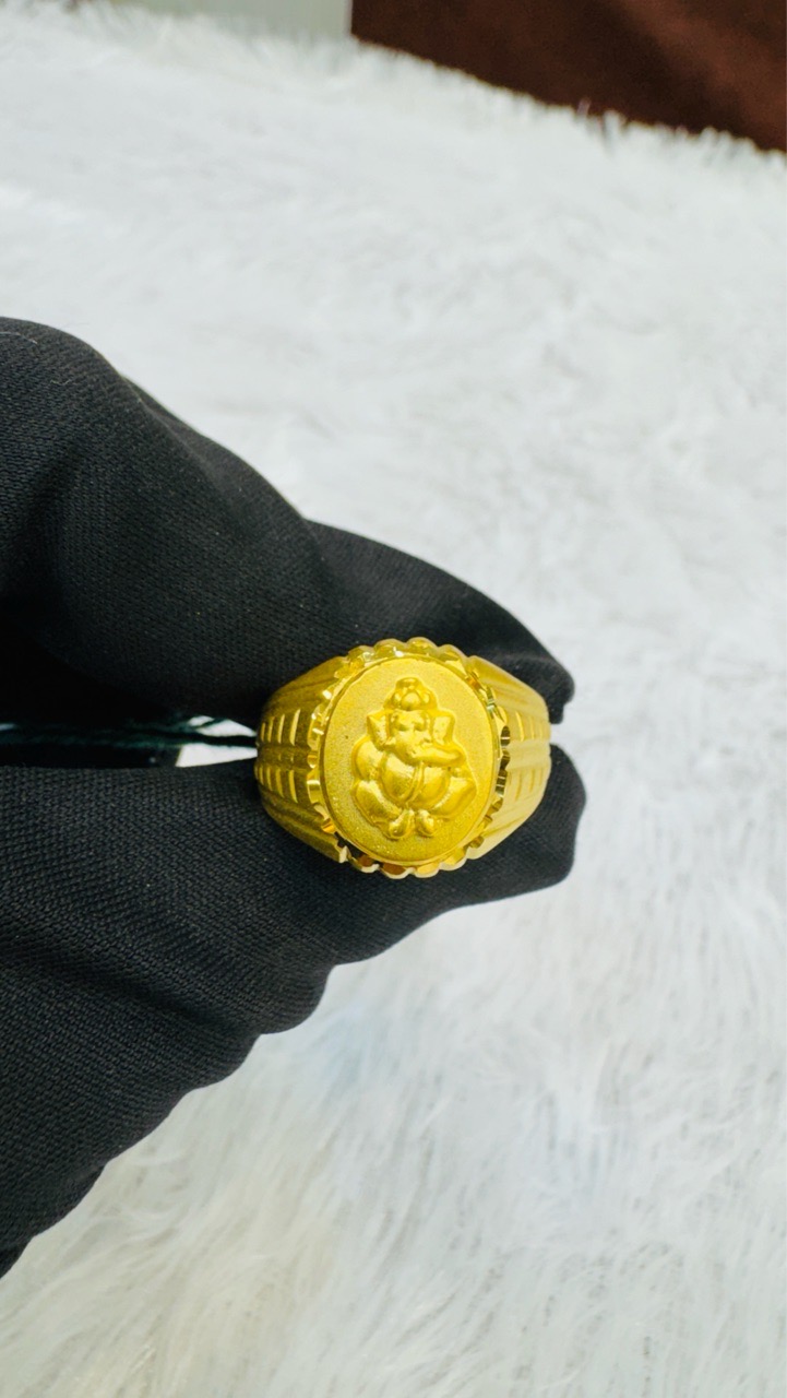 Ganeshji Motif Gold Plated Ring view 3