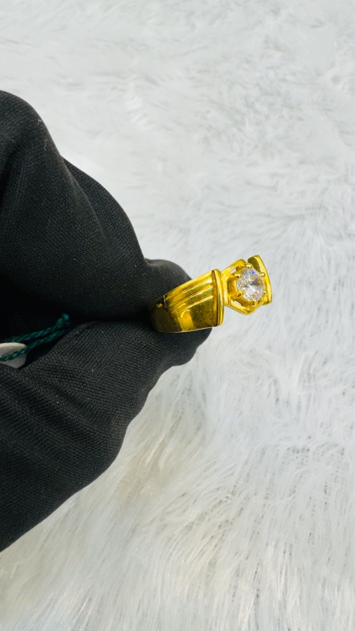 Single Stone Engagement Gold Gents Ring view 3