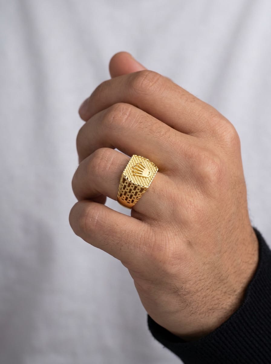 1 Gram Gold Crown Gents Ring view 2