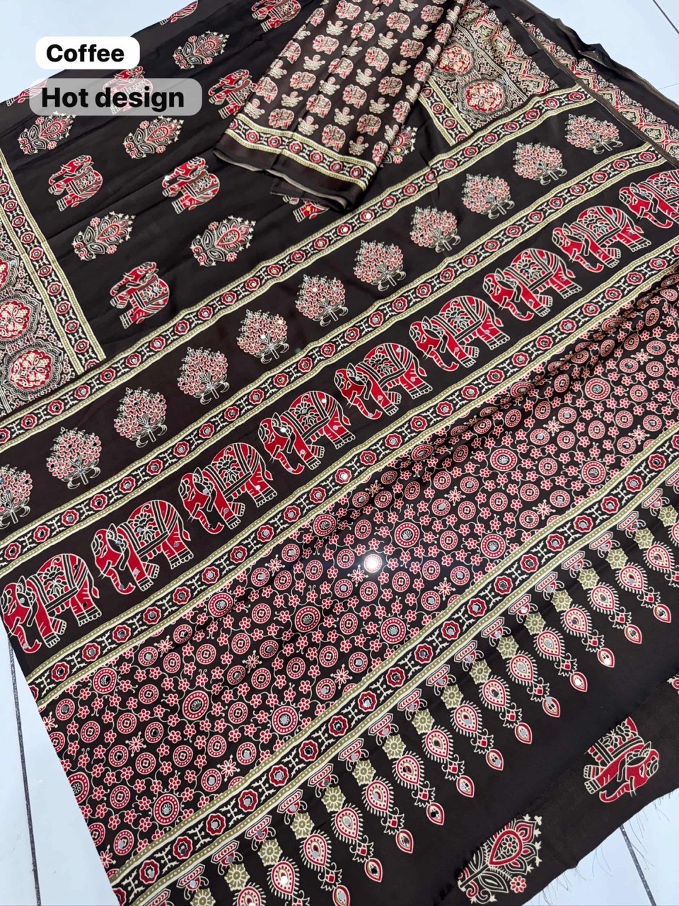Indigo Ajrakh Saree view 3