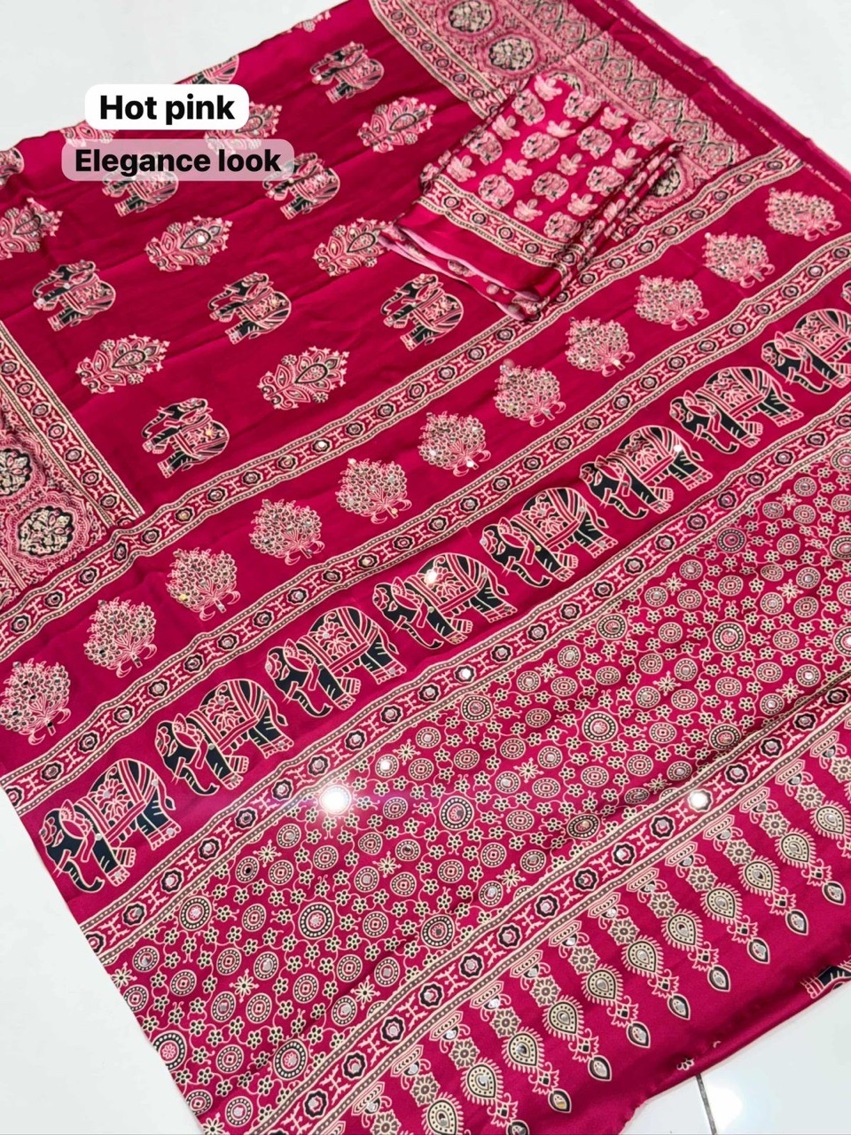 Indigo Ajrakh Saree view 7