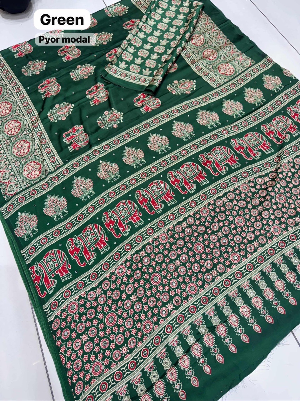 Indigo Ajrakh Saree view 4