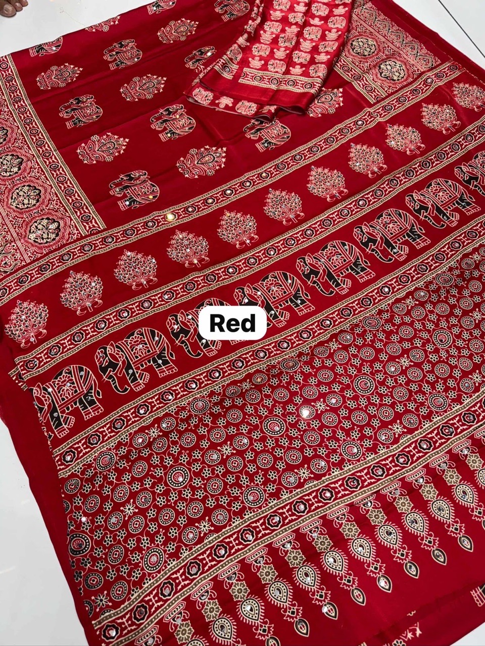 Indigo Ajrakh Saree view 6
