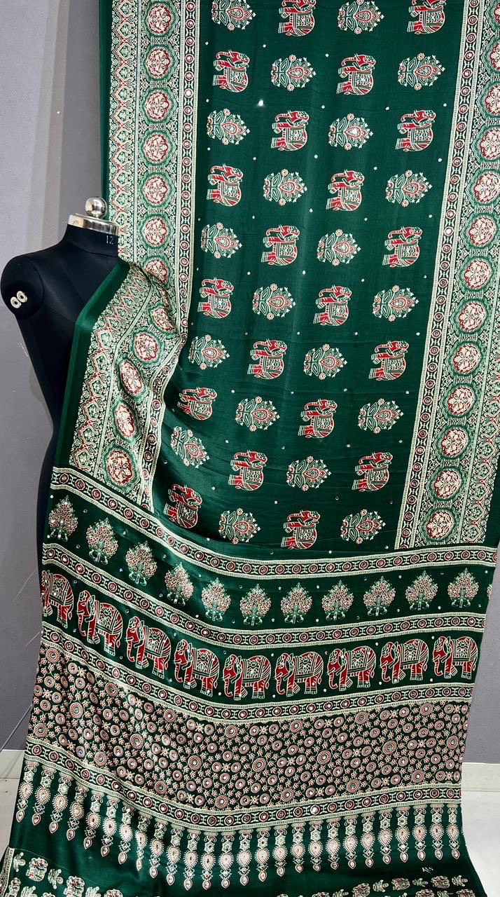 Ajrakh Print Saree view 3