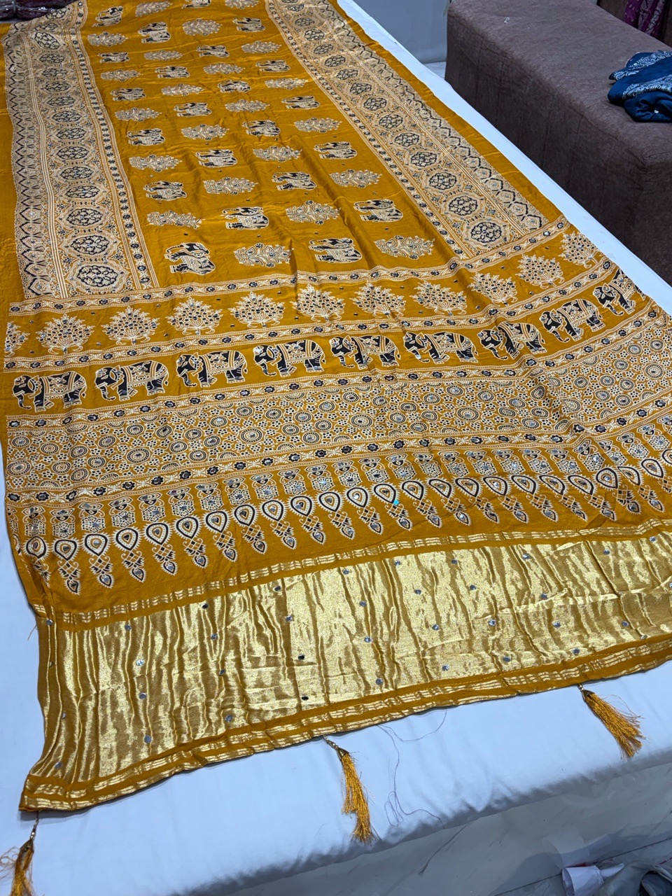 Traditional Ajrakh Print Saree view 4