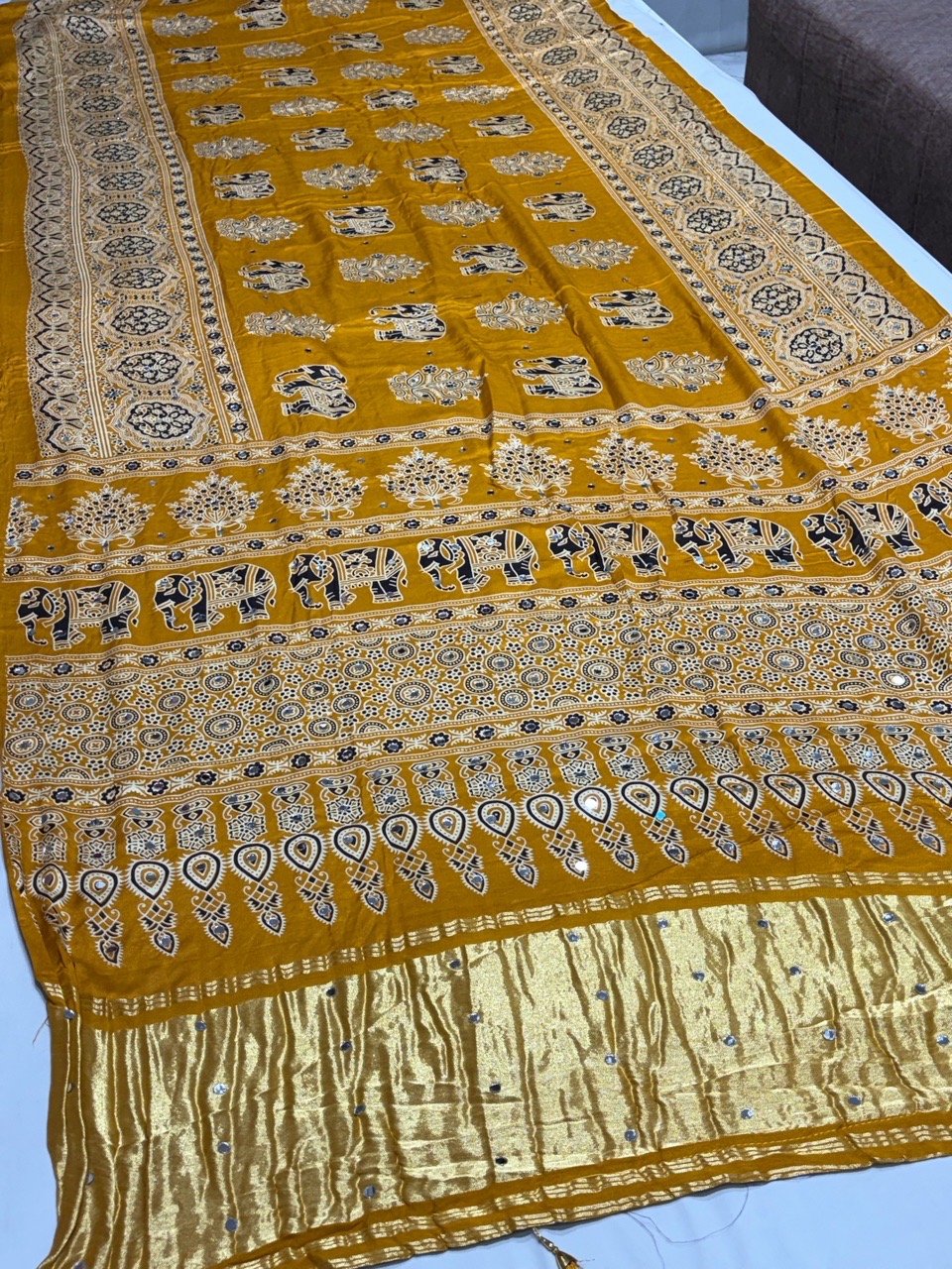 Traditional Ajrakh Print Saree view 3
