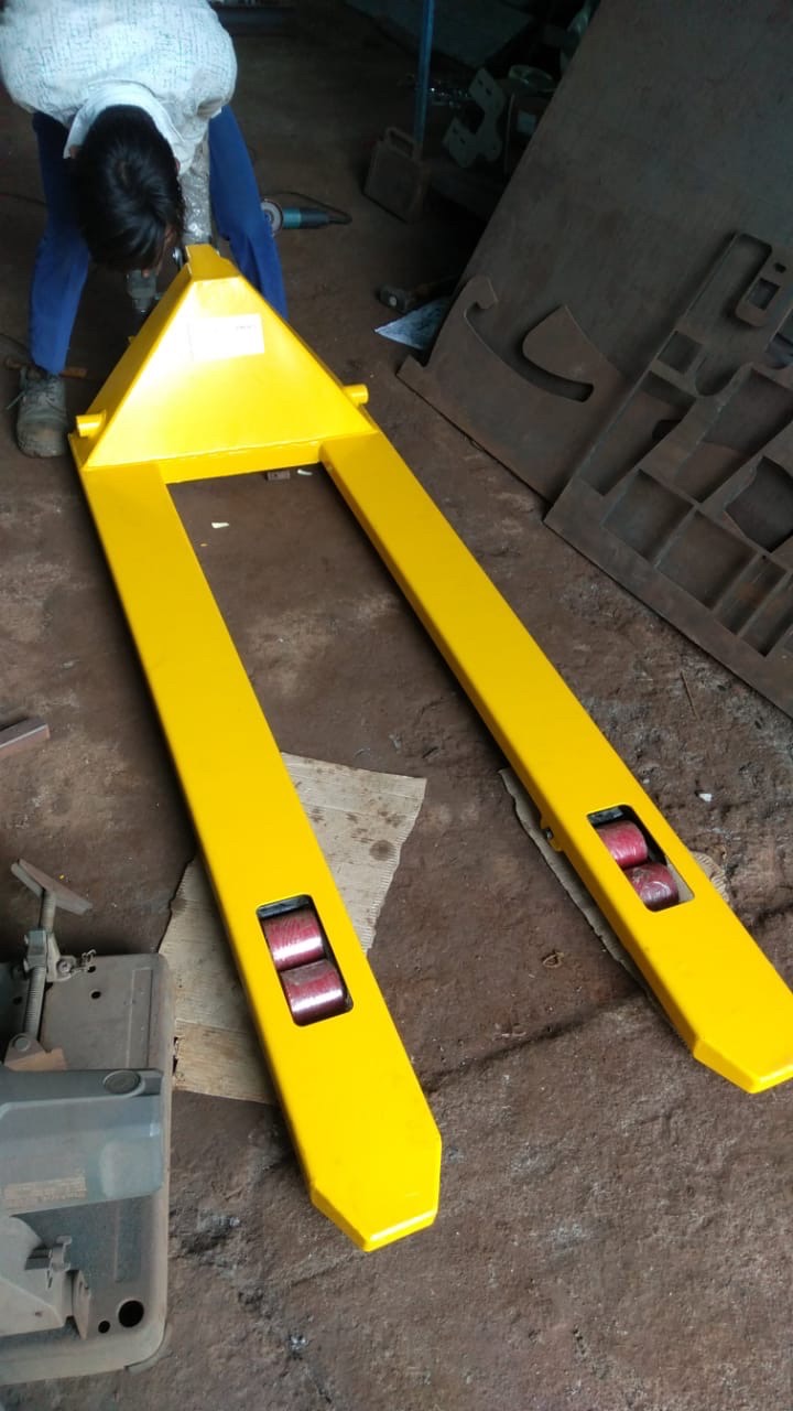 Yellow Pallet Trolley Forks view 2