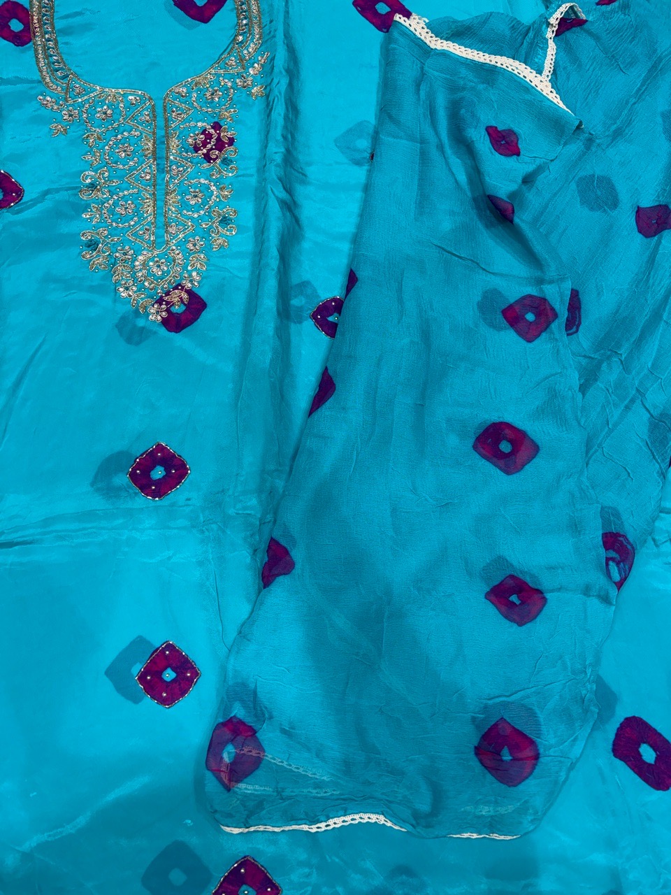 Embellished Blue Unstitched Suit view 3