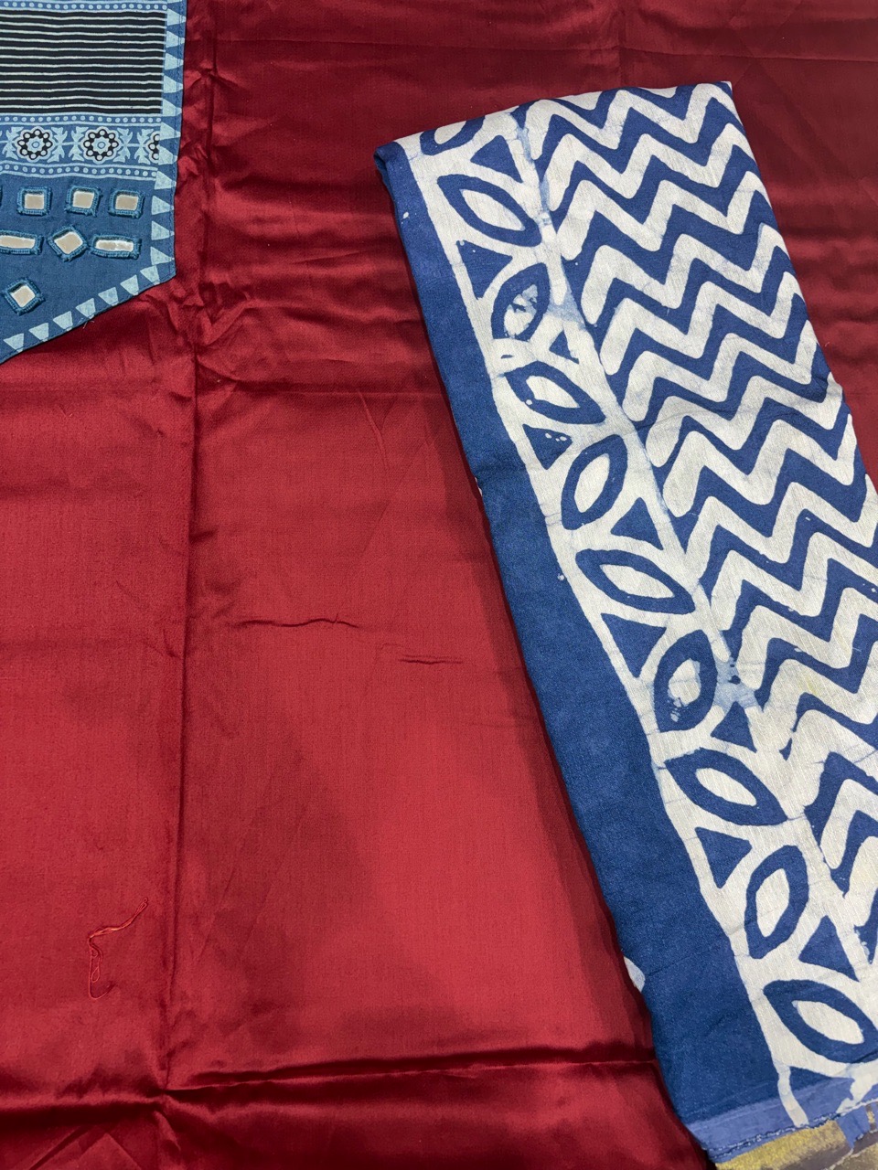 Maroon Unstitched Suit Set view 3