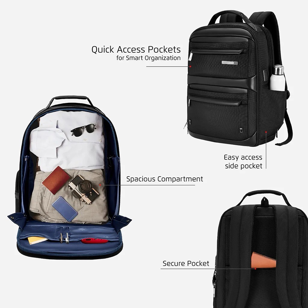 Safari Black Backpack view 3