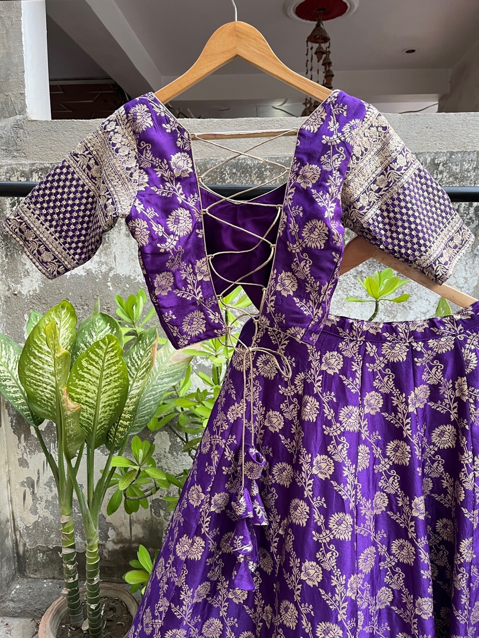 ‘Nazakat’ Lehenga Set - Purple view 3