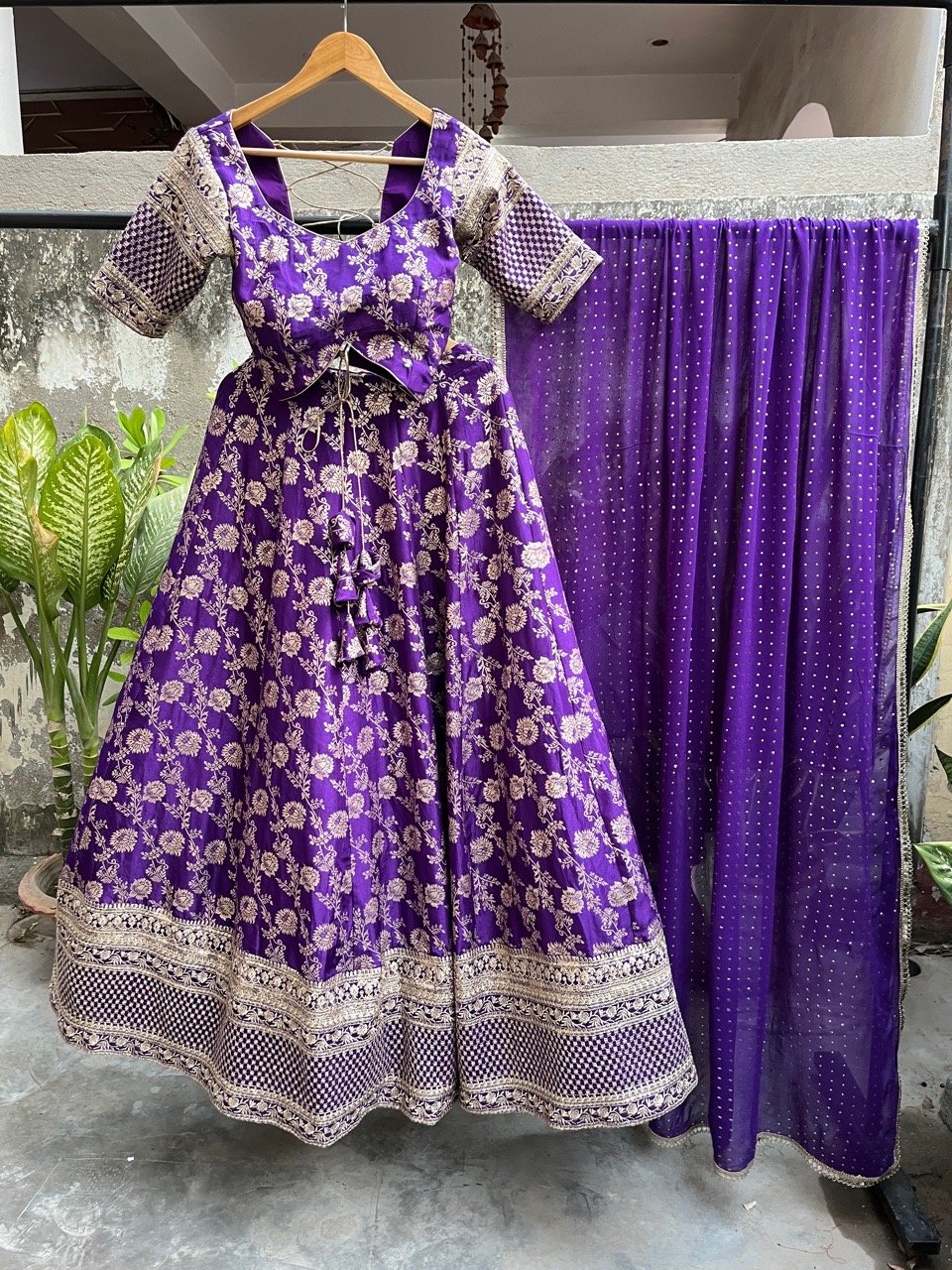 ‘Nazakat’ Lehenga Set - Purple view 2