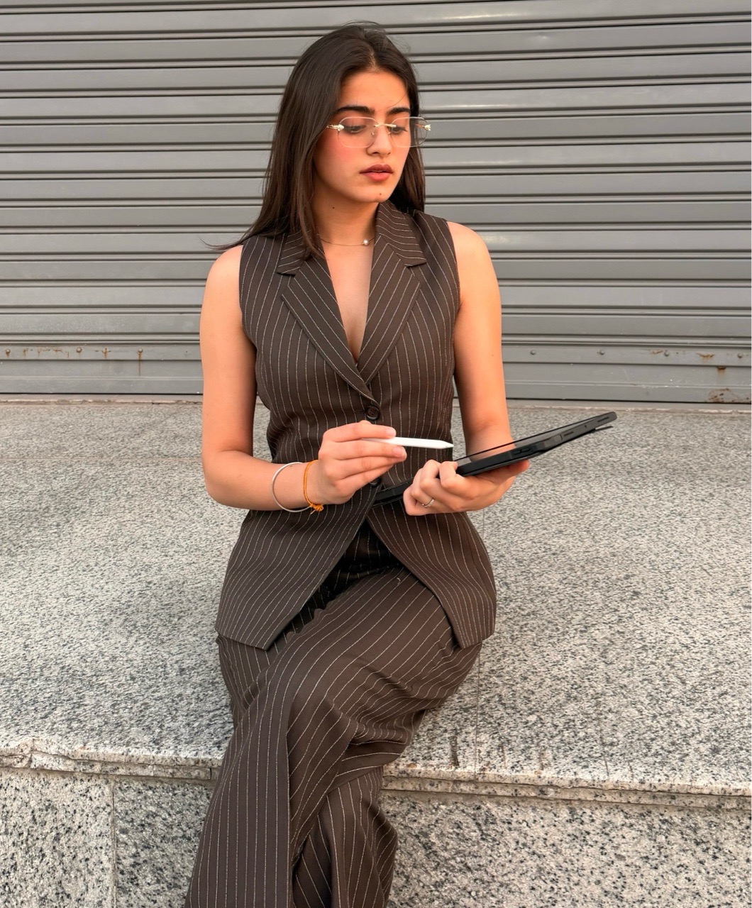 Brown Pinstripe Suit view 3