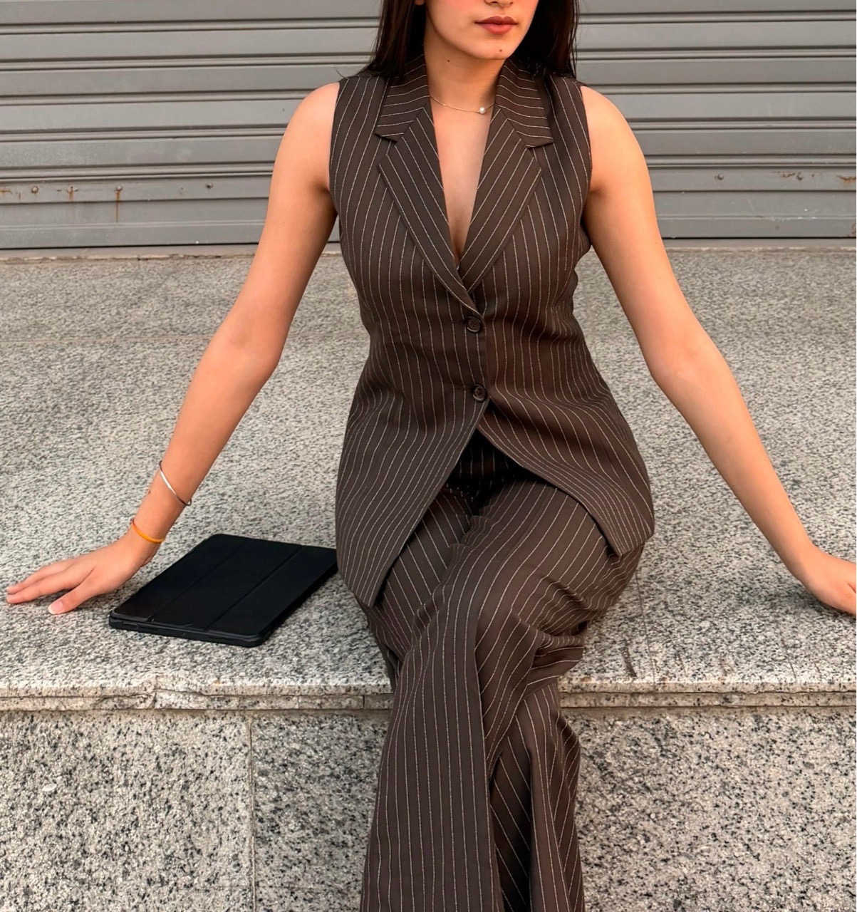Brown Pinstripe Suit view 4