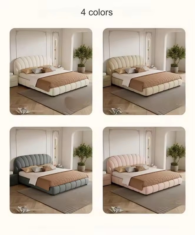 Modern Cream Upholstered Bed view 3