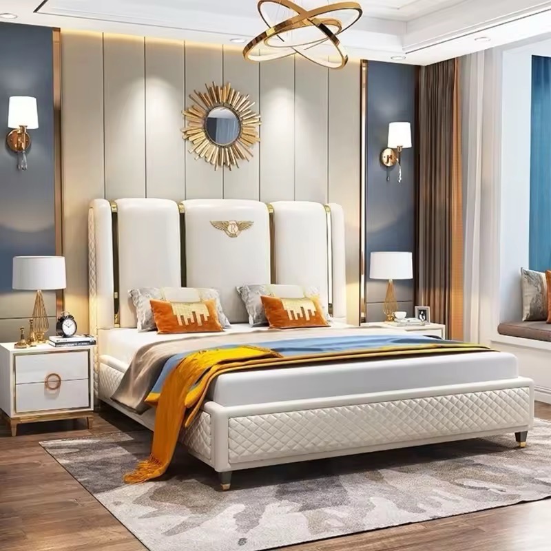 Luxury White Upholstered Bed view 2
