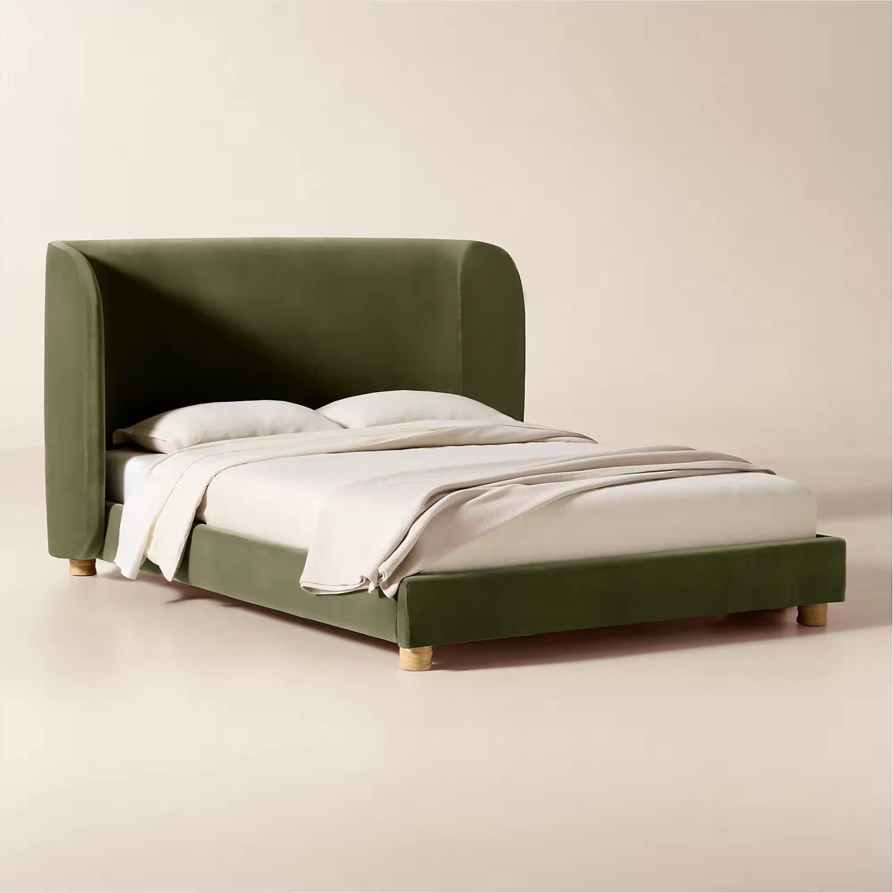 Green Upholstered Bed view 4