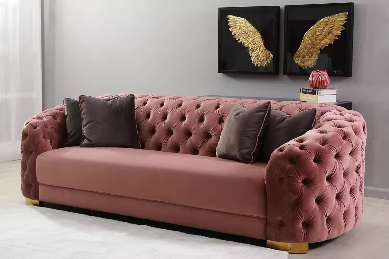 Velvet Tufted Sofa Set view 6
