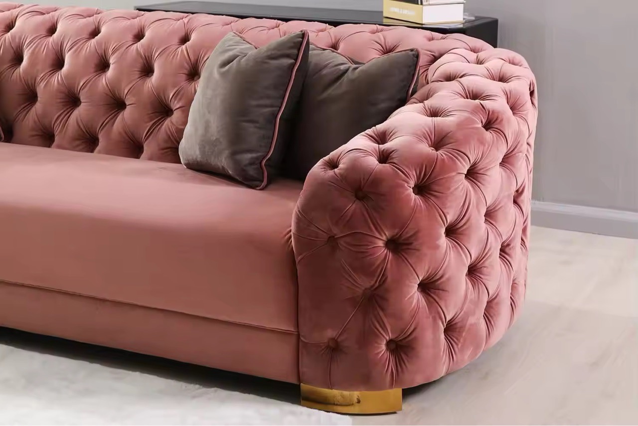Velvet Tufted Sofa Set view 7