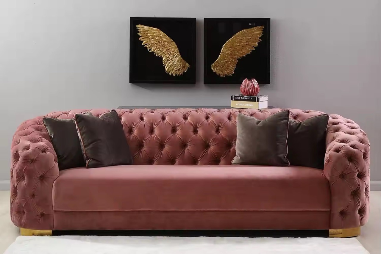 Velvet Tufted Sofa Set view 5