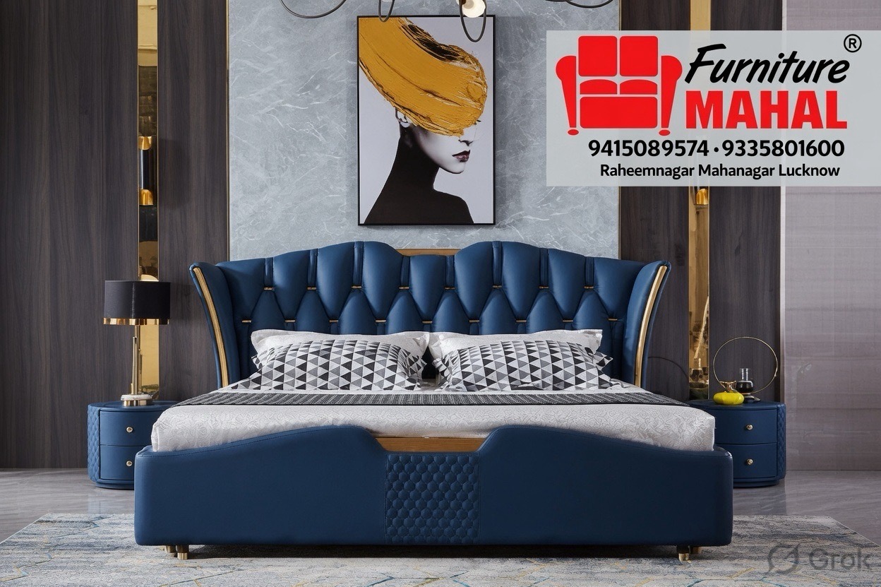 Luxury White Upholstered Bed view 7
