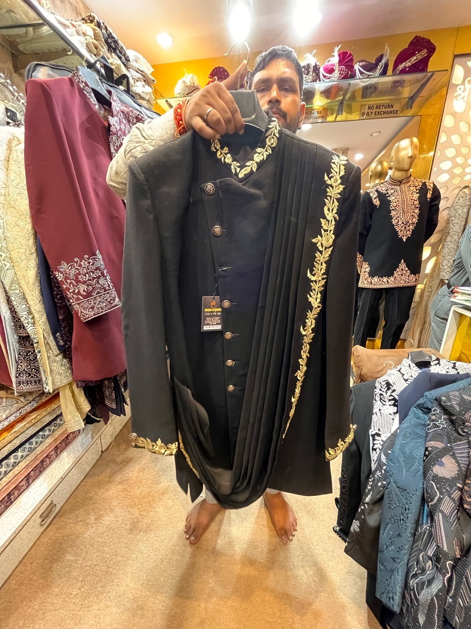 Black Embellished Jodhpuri Suit view 2