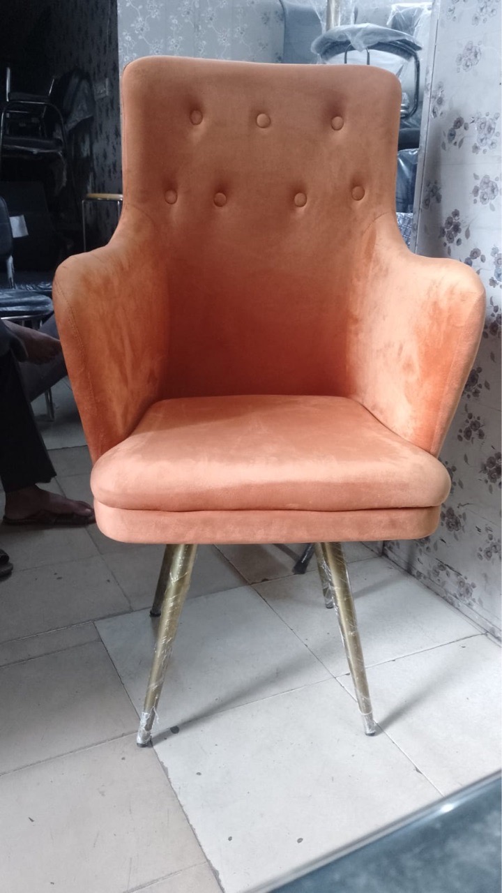 Velvet Orange Chair view 2