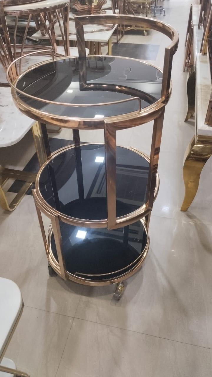 Metallic Round Serving Trolley view 2
