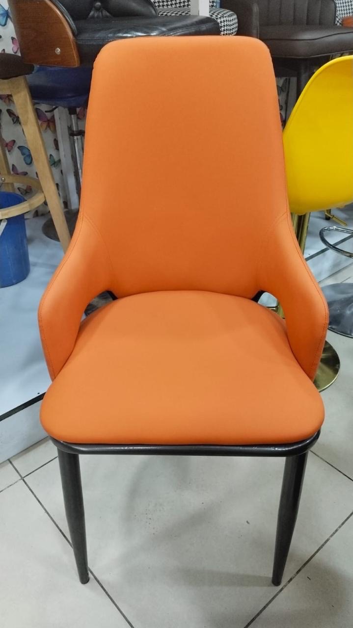 Orange Leatherette Dining Chair view 2