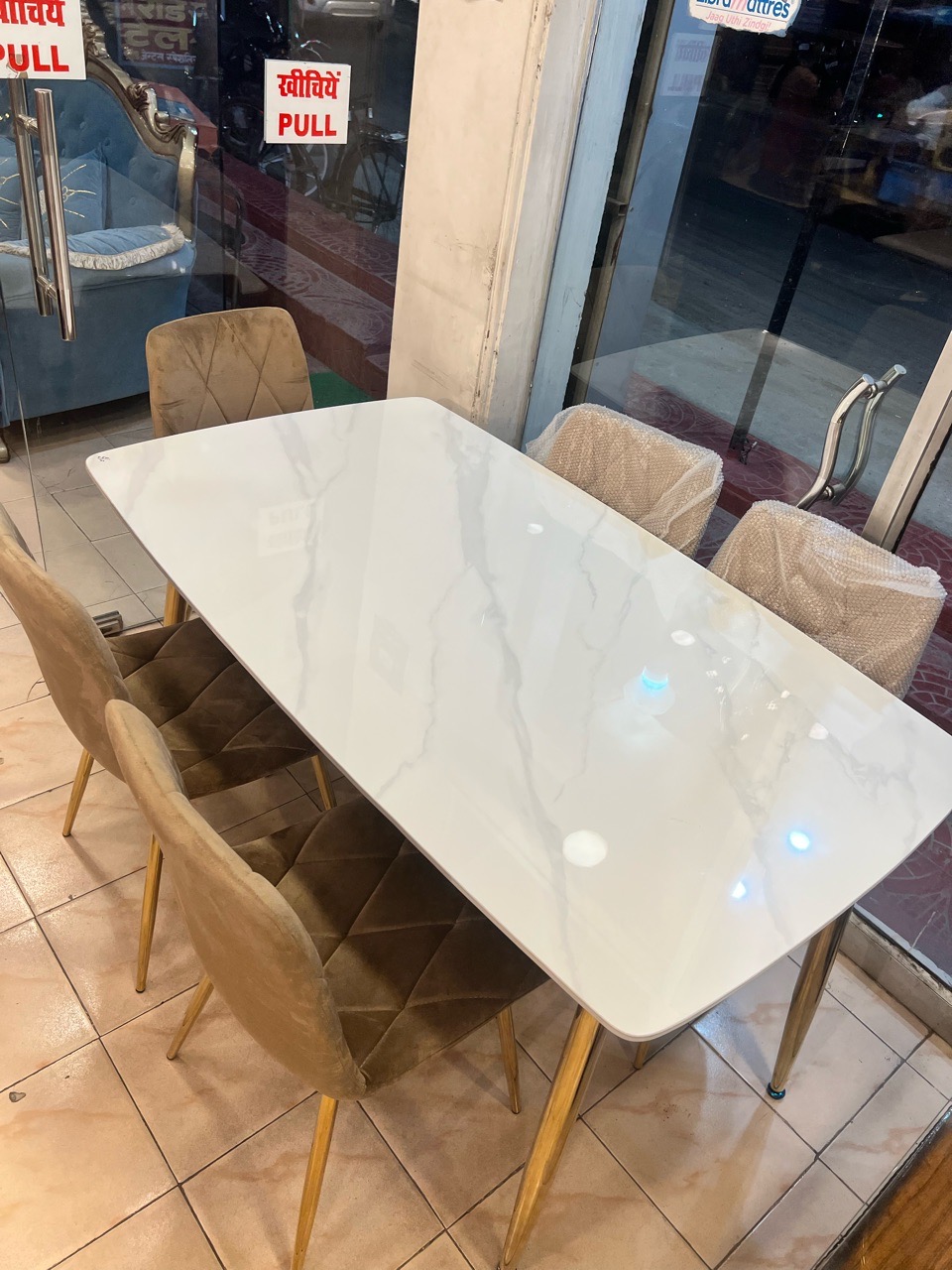 Marble Top Dining Table Set view 4