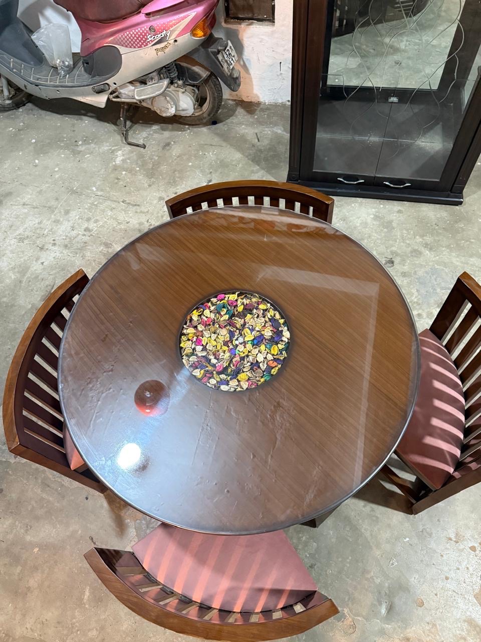 Round Glass Top Dining Table with Chairs view 3