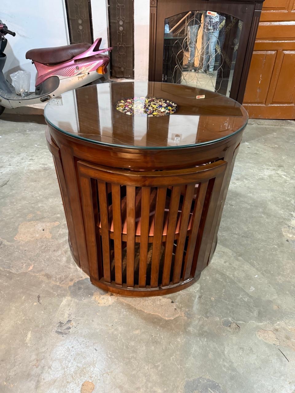 Round Glass Top Dining Table with Chairs view 5