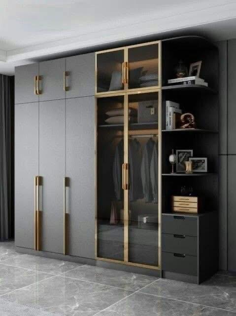 Elegant 6 Door + Open Rack Wardrobe view 3