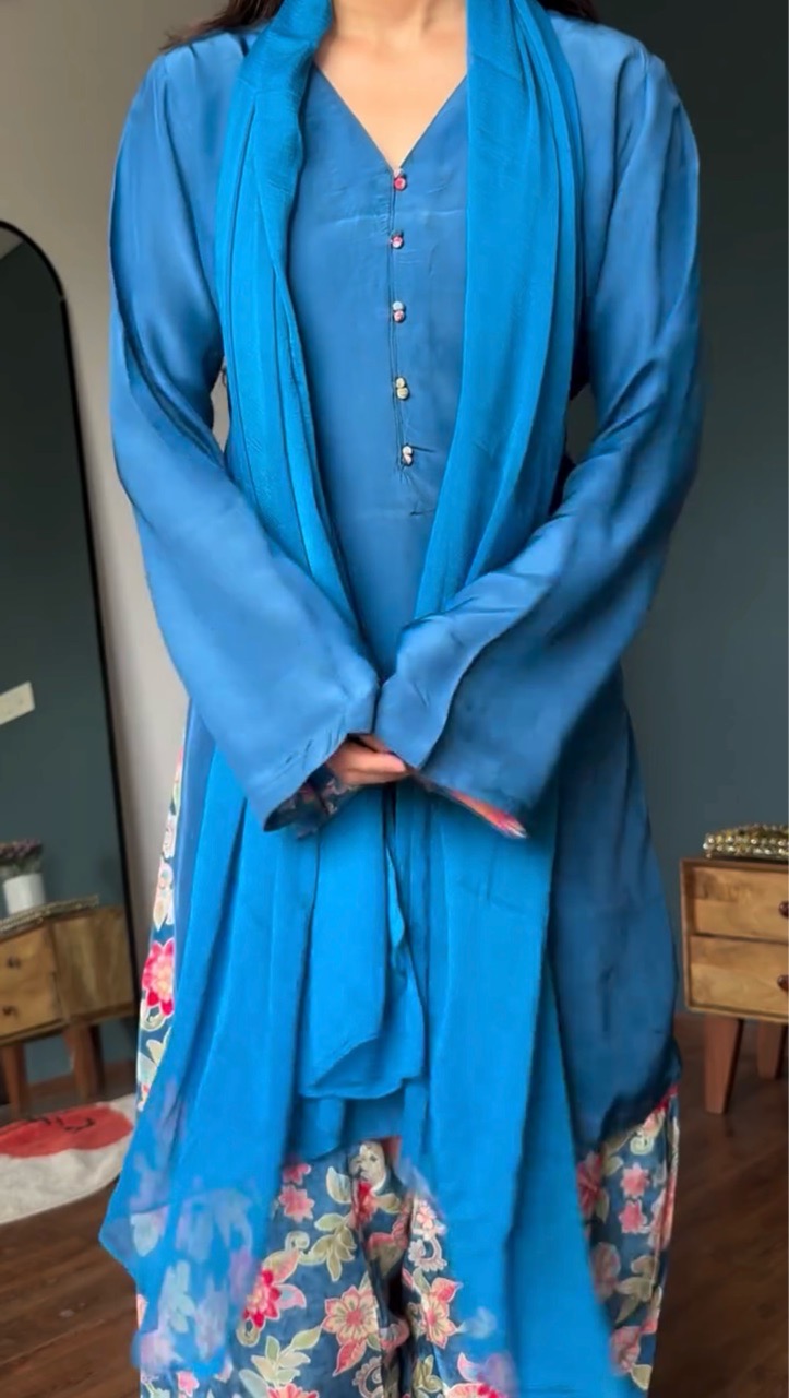 Blue Floral Farshi Salvar Set view 5