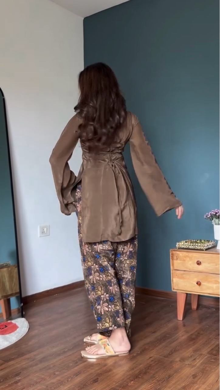 Brown Floral Farshi salvar set view 5