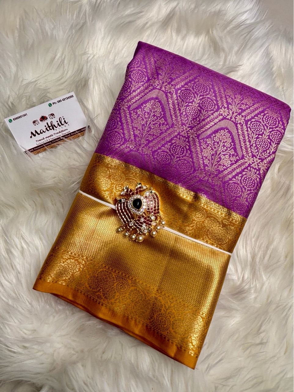 Semi Kanchipuram Borcade Silk Saree view 2