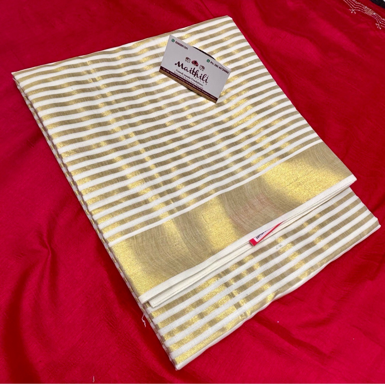 Maithili Silk Kerala Striped Saree view 2