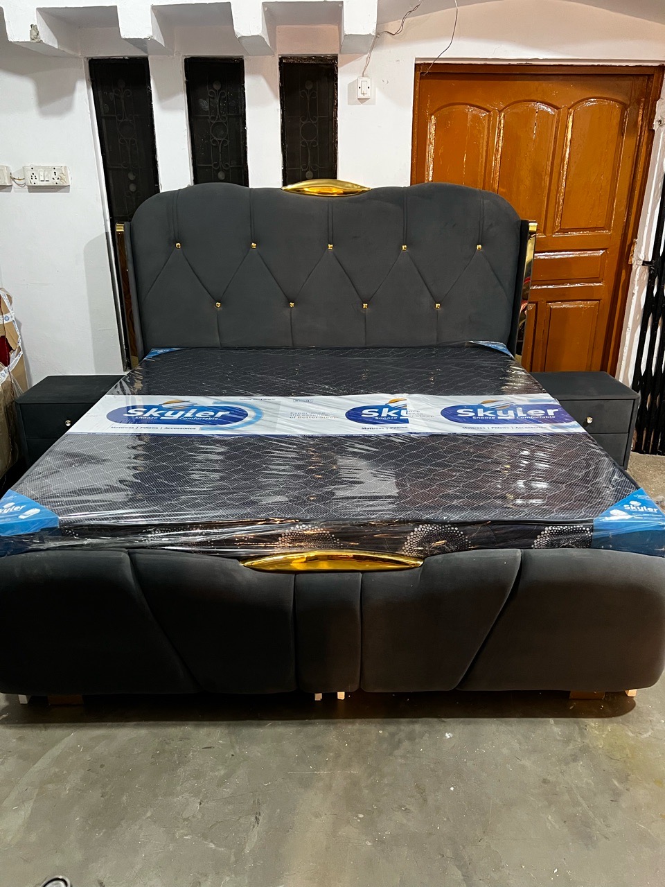 Elegant Velvet Bed view 2