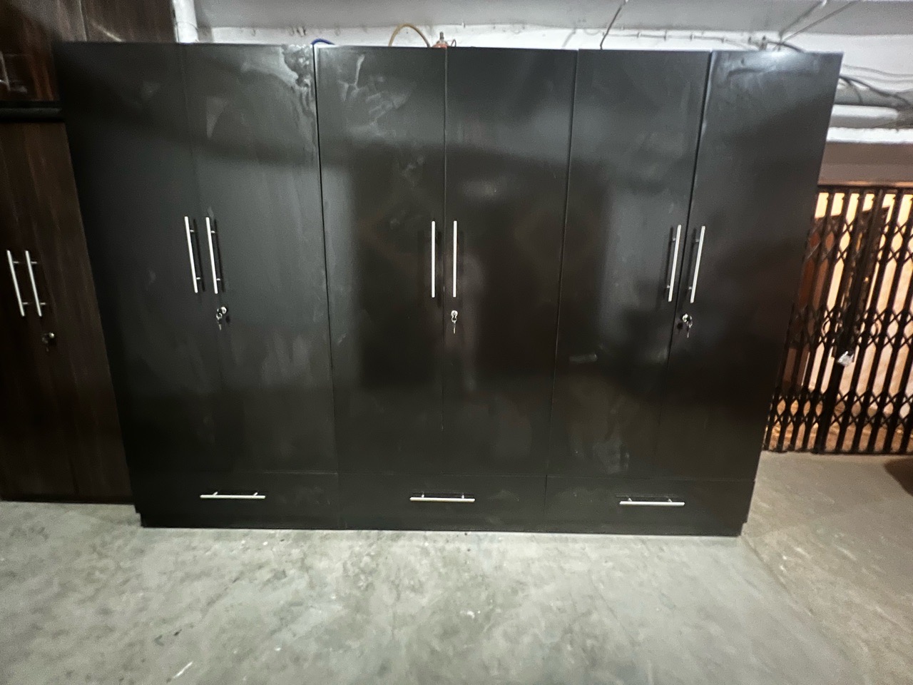 Black Wooden 6 Door Wardrobe view 2