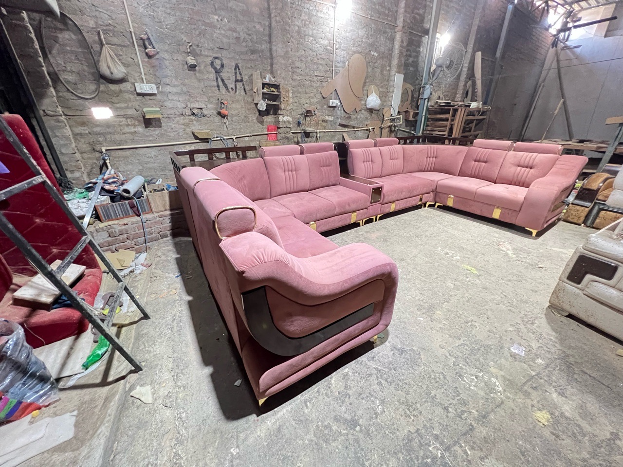 Modern Pink Sofa view 4