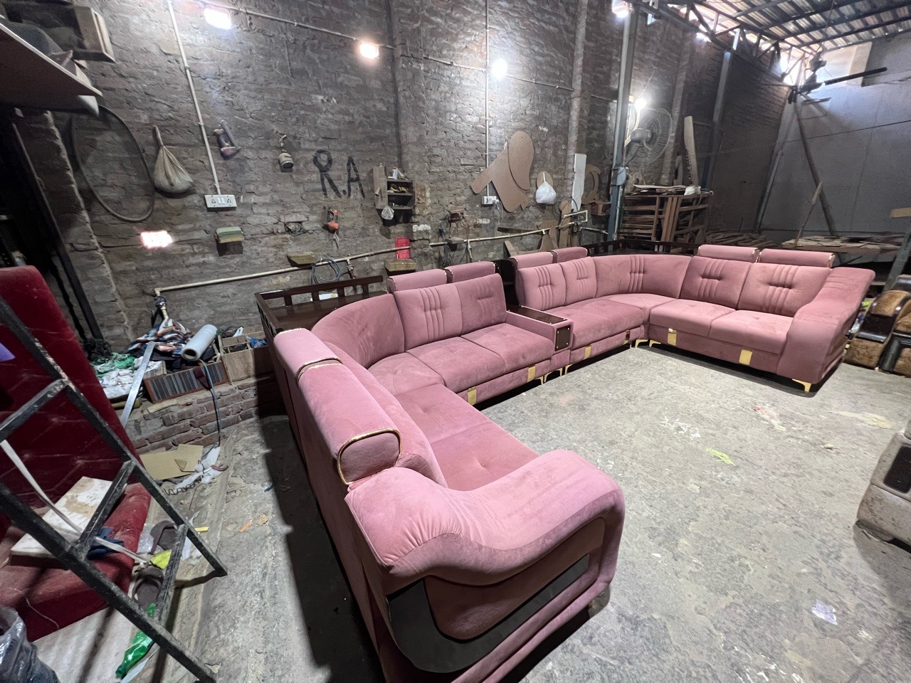 Modern Pink Sofa view 7