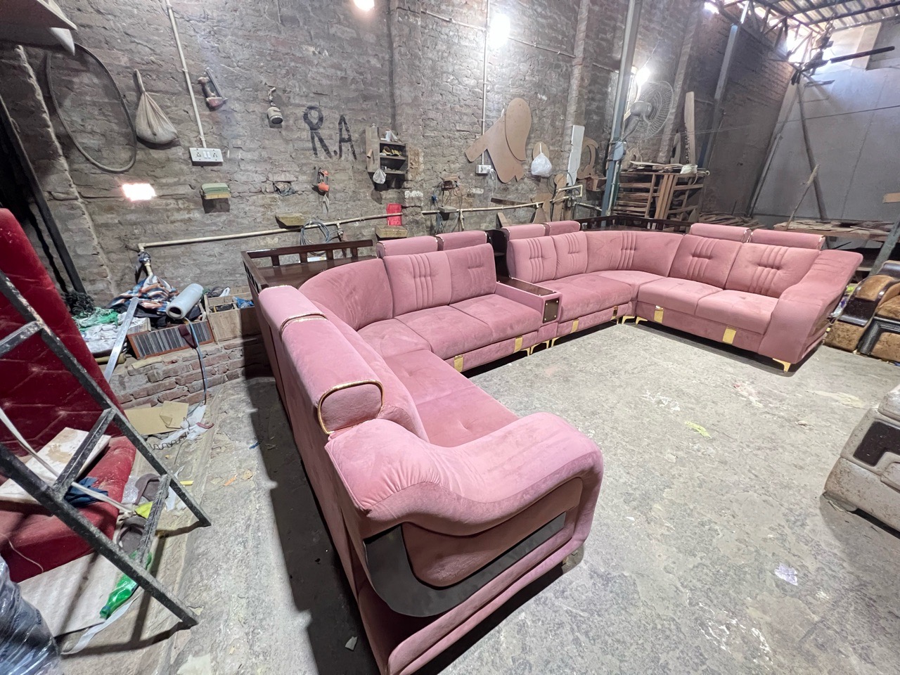 Modern Pink Sofa view 6