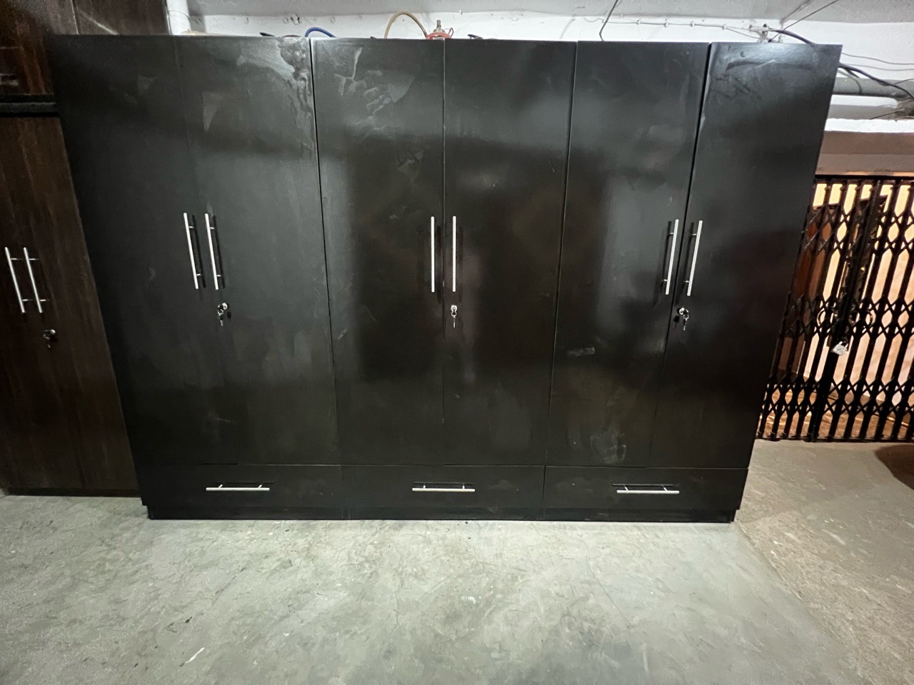 Black Wooden 6 Door Wardrobe view 3