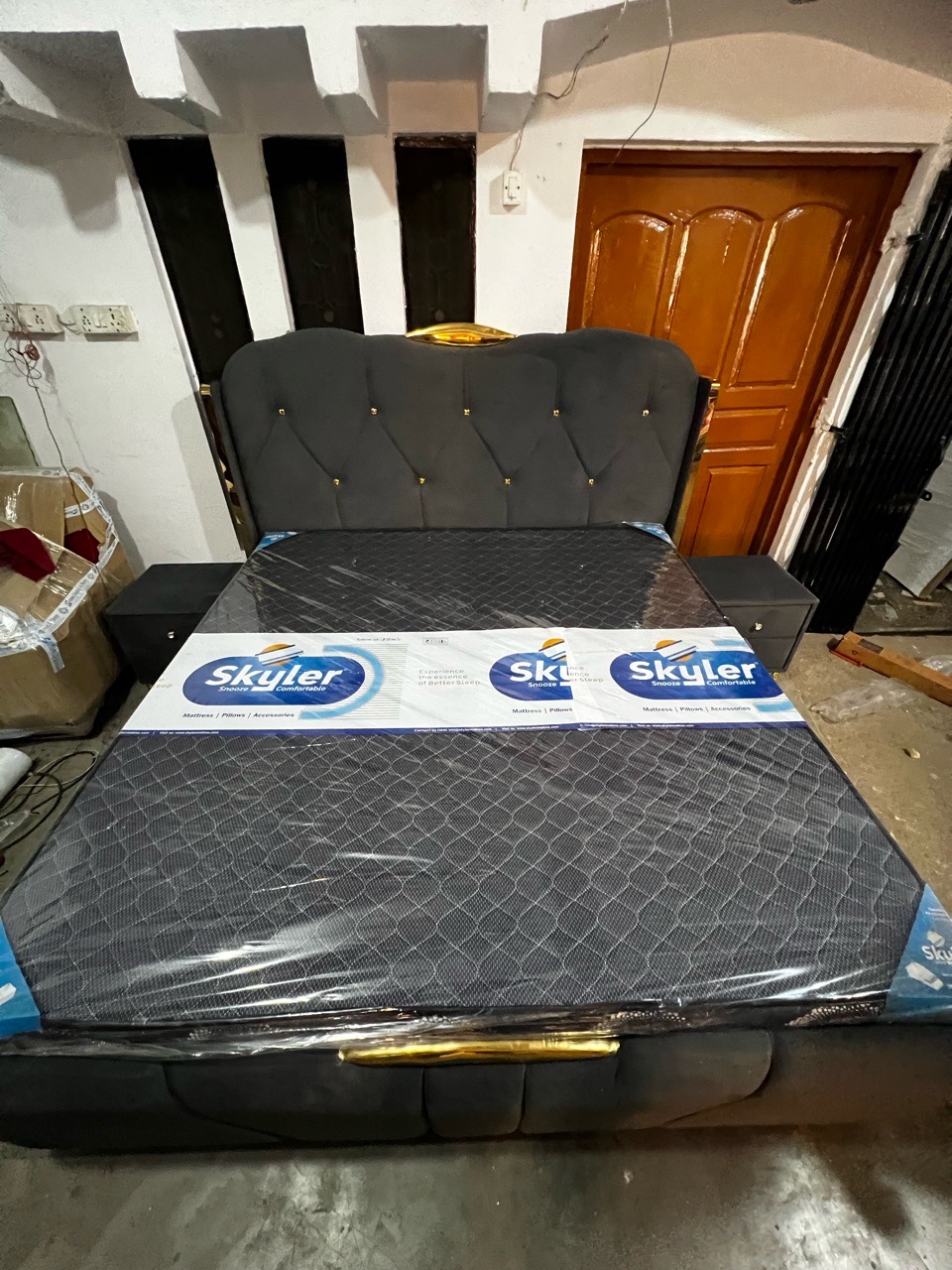 Elegant Velvet Bed view 4
