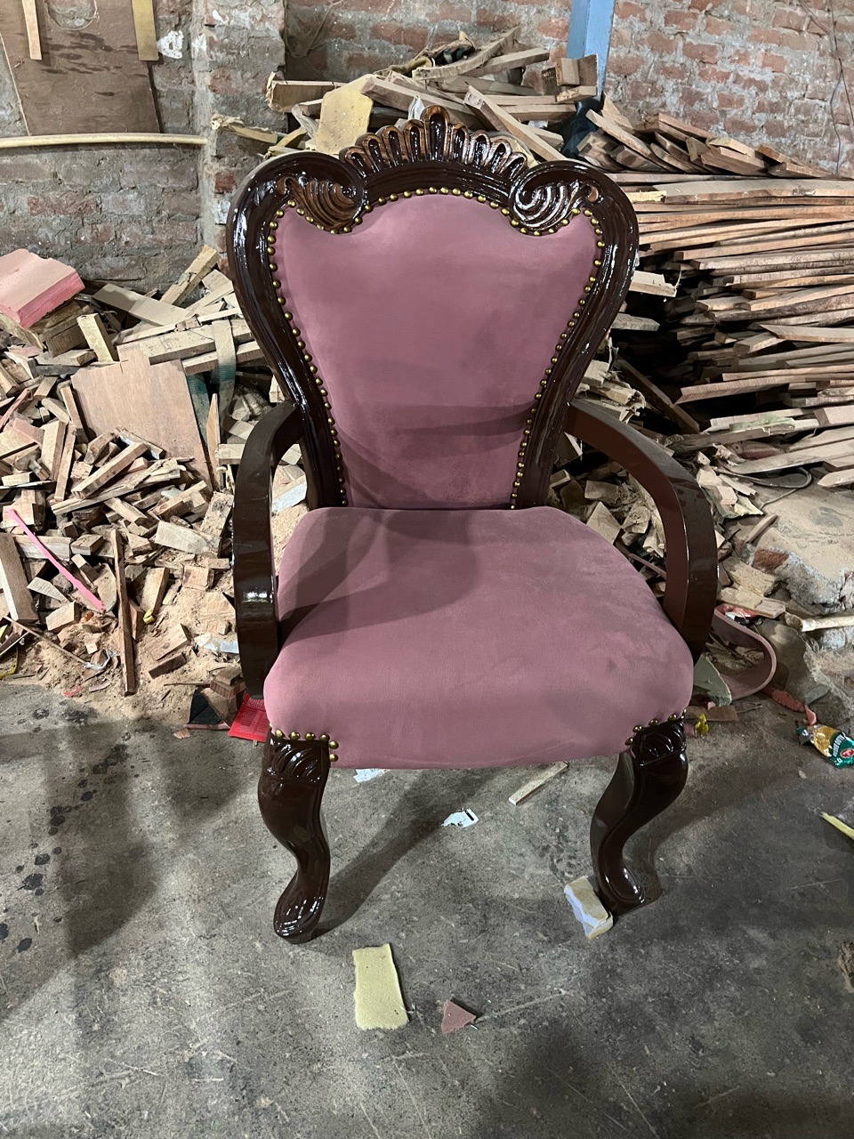 Elegant Velvet Armchair view 2