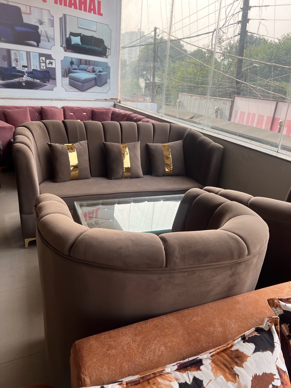 Modern Velvet Finger Design Sofa Set view 3